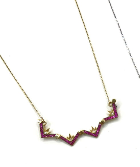 14K Gold Diamond & Ruby Star Of Bethlehem Opening Magnetic Necklace